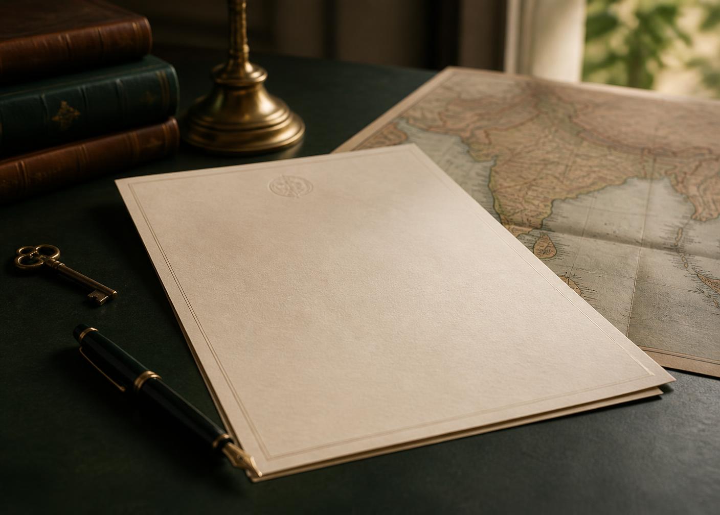 A handwritten will resting on a desk beside a fountain pen and reading glasses